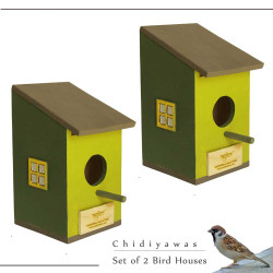 Chidiyawas- Set of 2 Painted Wooden Bird House Chidiyawas- Set of 2 Painted Wooden Bird House