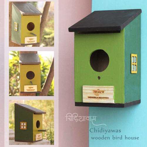 Chidiyawas- Set of 2 Painted Wooden Bird House