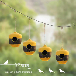 Set of 4 Maati Chidiyawas- Earthen Bird House Set of 4 Maati Chidiyawas- Earthen Bird House