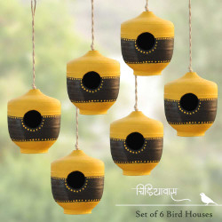 Set of 6 Maati Chidiyawas- Earthen Bird House Set of 6 Maati Chidiyawas- Earthen Bird House