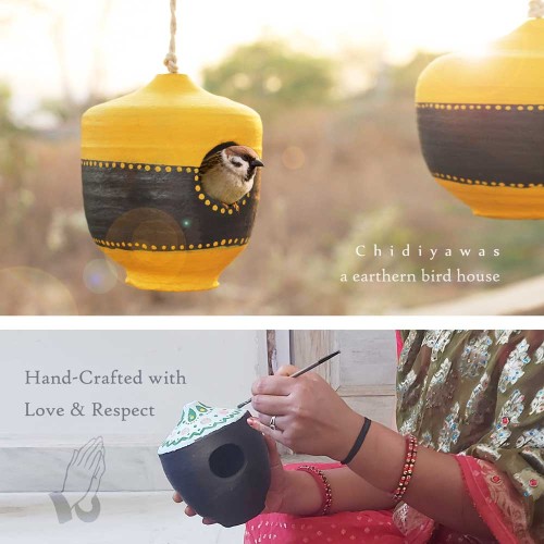 Set of 4 Maati Chidiyawas- Earthen Bird House