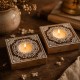 Chhapo- Square Shape- Wooden Print Block T Light Candle Holder