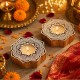 Chhapo- Lotus Art- Wooden Print Block T Light Candle Holder