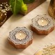 Chhapo- Lotus Art- Wooden Print Block T Light Candle Holder