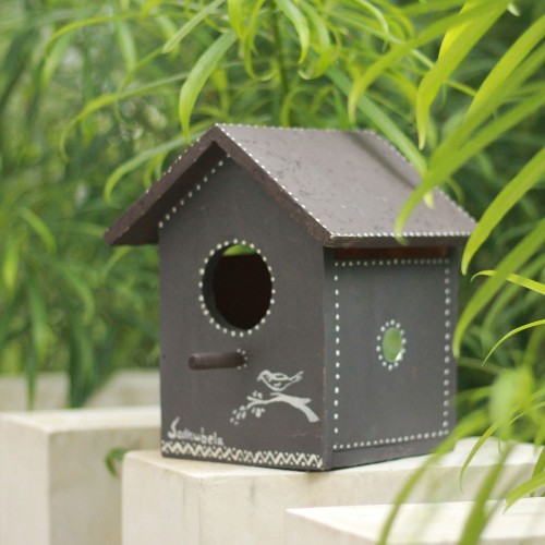 Pakshi Gruh- Mud Art Wooden Bird House- Chidakali Art
