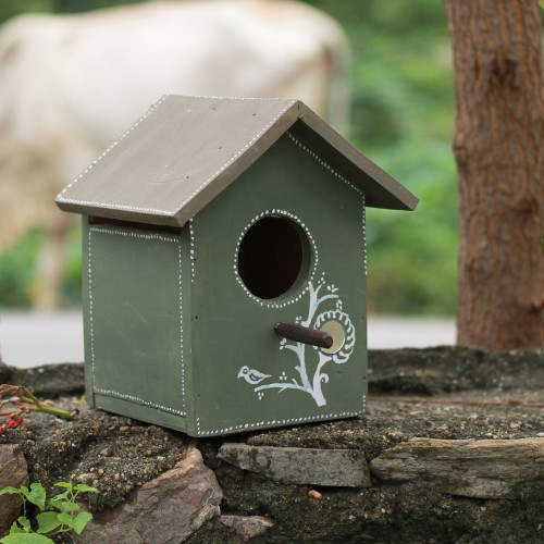 Pakshi Gruh- Mud Art Wooden Bird House- Chidakali Art
