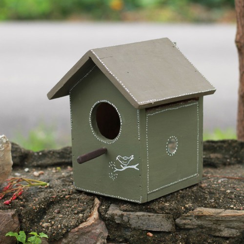 Pakshi Gruh- Mud Art Wooden Bird House- Chidakali Art