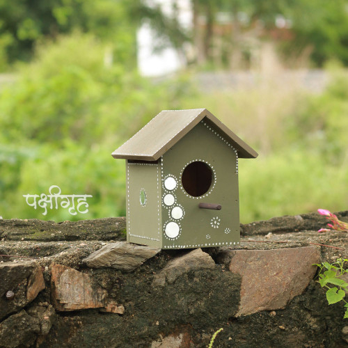 Pakshi Gruh- Mud Art Wooden Bird House-Darpan Lata Art