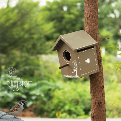 Pakshi Gruh- Mud Art Wooden Bird House-Vruksha Art