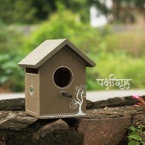 Pakshi Gruh- Mud Art Wooden Bird House-Vruksha Art