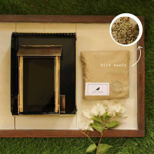 Danagruh- Antique Golden Wall Mount Bird Feeder