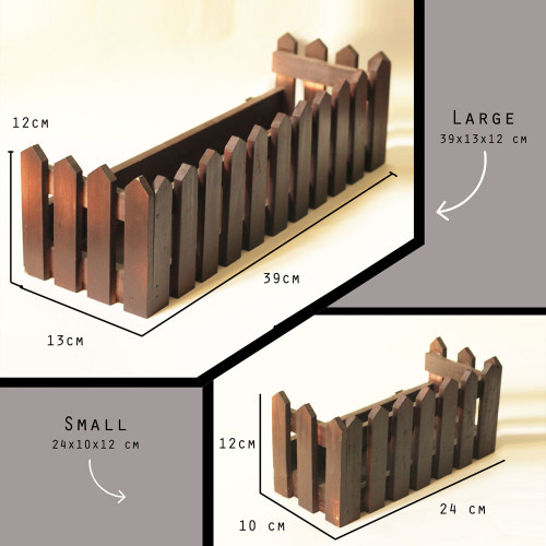 Baad Wall Shelf - Picket Fence Style Wooden Wall Shelf - Brown Polished