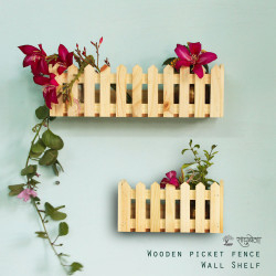 Baad Wall Shelf - Picket Fence Style Wooden Wall Shelf - Natural Baad Wall Shelf - Picket Fence Style Wooden Wall Shelf - Natural