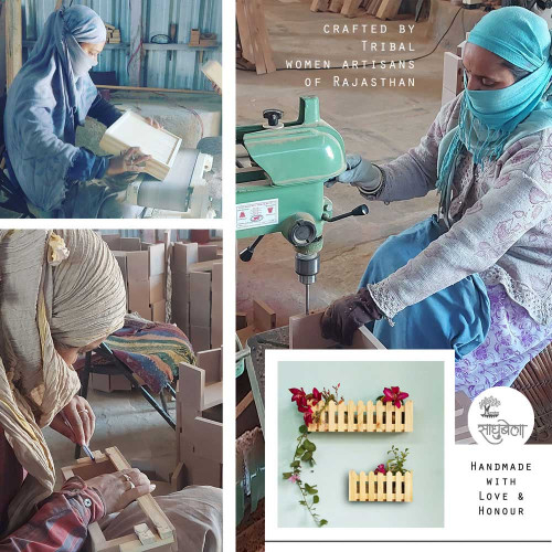 Baad Wall Shelf - Picket Fence Style Wooden Wall Shelf - Natural