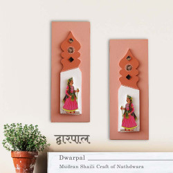 Dwarpal- Gatekeeper- Mudran Shaili Wall Decor Panel- Pink- Set of 2 Dwarpal- Gatekeeper- Mudran Shaili Wall Decor Panel- Pink- Set of 2