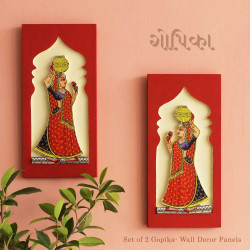 Gopika- Mudran Shaili Wall Decor Panel Set-Red Gopika- Mudran Shaili Wall Decor Panel Set-Red