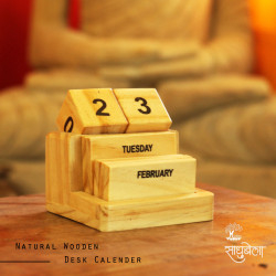 Desk Calendar - Natural Wooden Endless Calendar -Flip 'n' Lift Dices and Slices