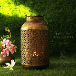 Wall Decor Cylindrical Burni Pot Diya Lantern