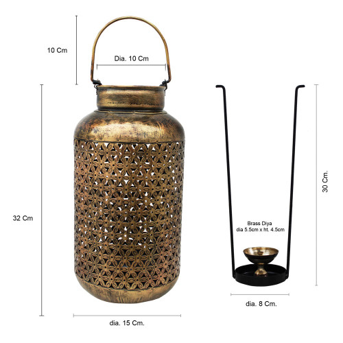 Wall Decor Cylindrical Burni Pot Diya Lantern