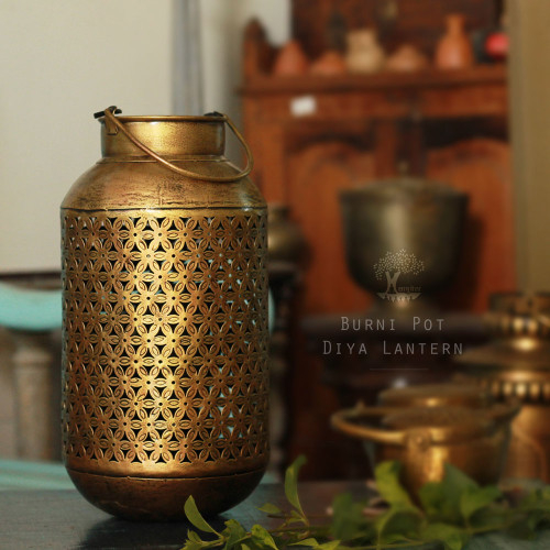 Wall Decor Cylindrical Burni Pot Diya Lantern