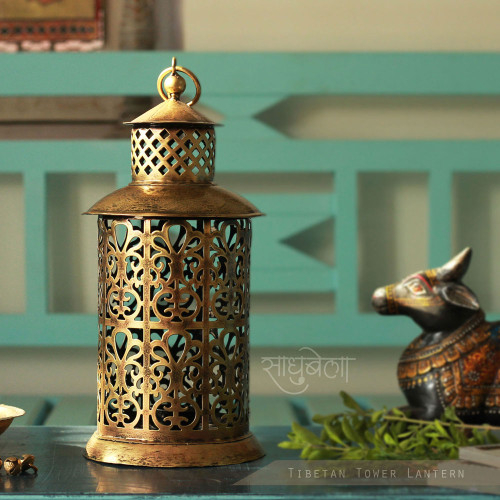 Tibetan Tower Lantern- Wall Decor T-Light Candle Holder