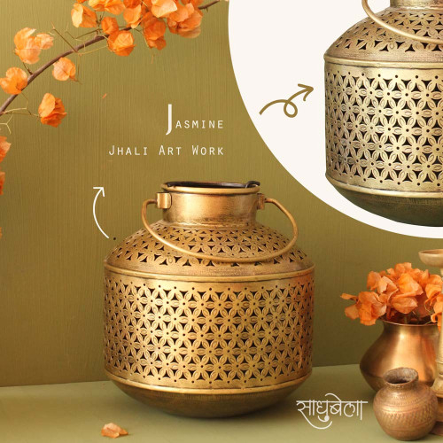 Golden Charvi Pot- Diya Candle Lantern