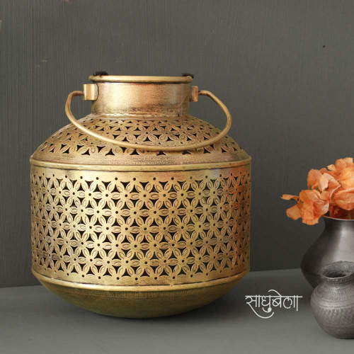 Golden Charvi Pot- Diya Candle Lantern
