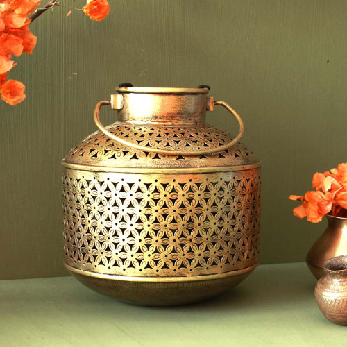 Golden Charvi Pot- Diya Candle Lantern