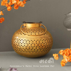 Golden Matki Pot- Diya Candle Lantern