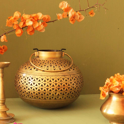 Golden Matki Pot- Diya Candle Lantern