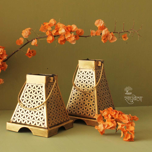 Lanterns of Maya Temple -Tea Light Candle Holder-Set of Small and Medium