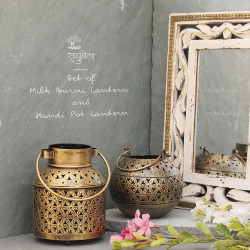 Set of Milk Burni and Handi Pot Lanterns - T Light Candle Holders