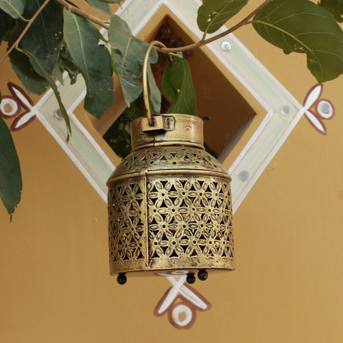 Milk Burni Lantern- Antique Golden T Light Candle Holder- Small