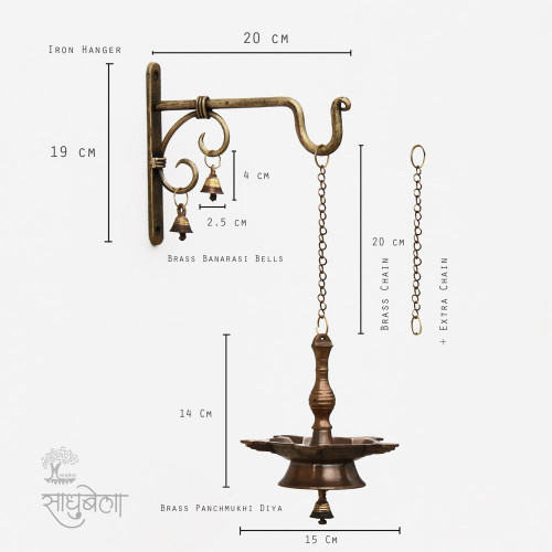 Panchmukhi Diya Lamp - Wall Decor Hanging Diya