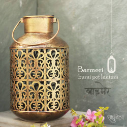 Barmeri Pot - Antique Golden Polished Diya Candle Lantern