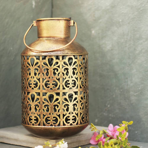 Barmeri Pot - Antique Golden Polished Diya Candle Lantern