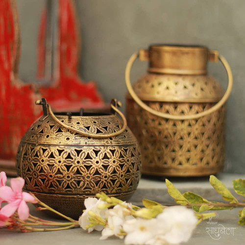 Set of Milk Burni and Handi Pot Lanterns - T Light Candle Holders