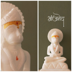 Aanjneya- Meditating Hanuman- White Stone Craft Idol