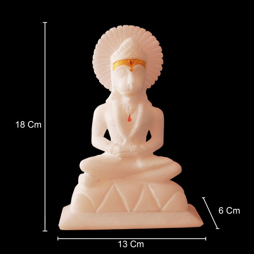Aanjneya- Meditating Hanuman- White Stone Craft Idol