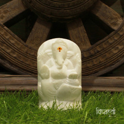 Vighnaharta- Makrana White Stone Craft Shree Ganesha Idol