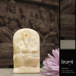 Vighnaharta- Makrana White Stone Craft Shree Ganesha Idol