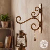 Kamal Hans Ankud – Handmade Wrought Iron Wall Mount Lantern & Planter Hanger with Brass Ghungroo | Antique Golden Finish