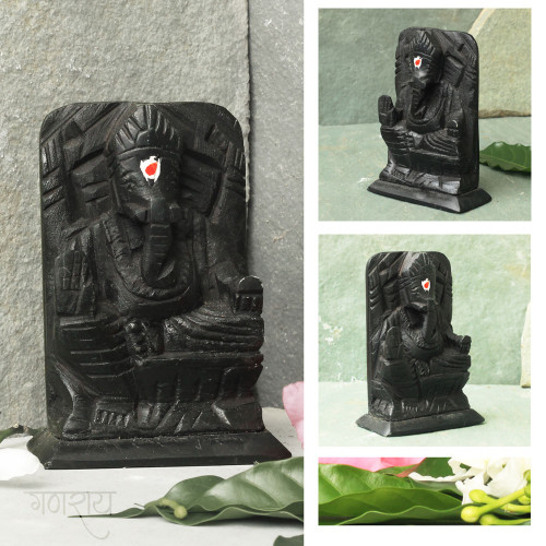 Ganaray Vinayaka- Black Stone Craft Shree Ganesha Idol