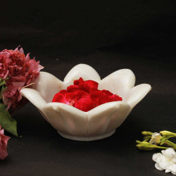 Blooming Flower– White Marble Urli Bowl