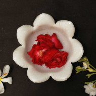 Blooming Flower– White Marble Urli Bowl