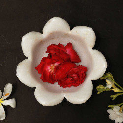 Blooming Flower– White Marble Urli Bowl