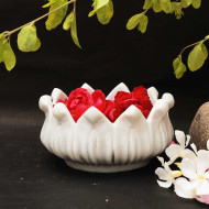 Blooming Lotus- White Marble Urli Bowl