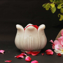 Lotus Candle- White Marble Lotus T Light Holder