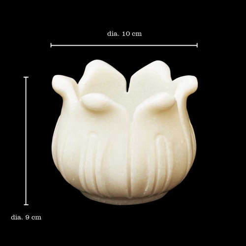 Lotus Candle- White Marble Lotus T Light Holder