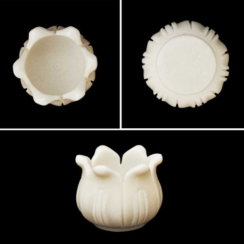 Lotus Candle- White Marble Lotus T Light Holder